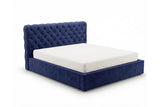 Designer Polsterbett Enzo in Samt mit Stauraum – Blau