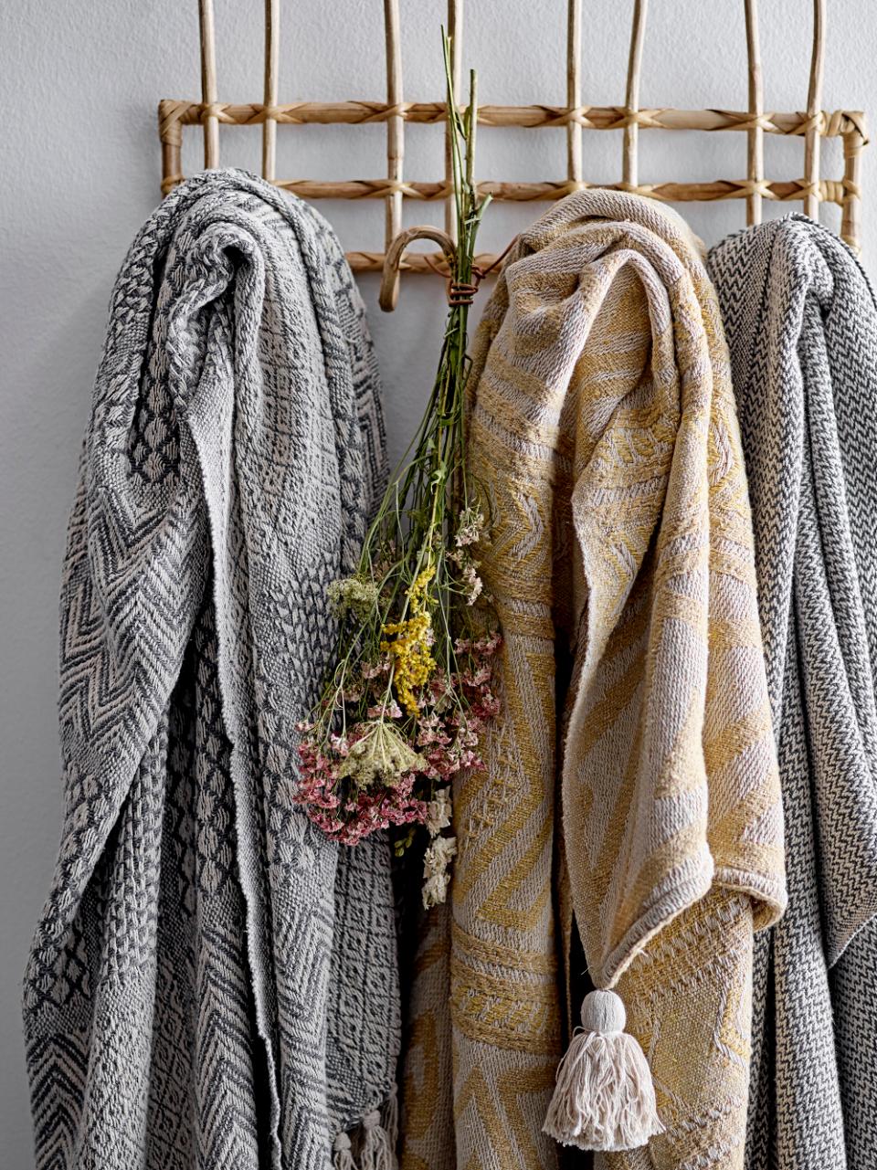 Überwurfdecke Ahora  – Grau, aus recycelter Baumwolle