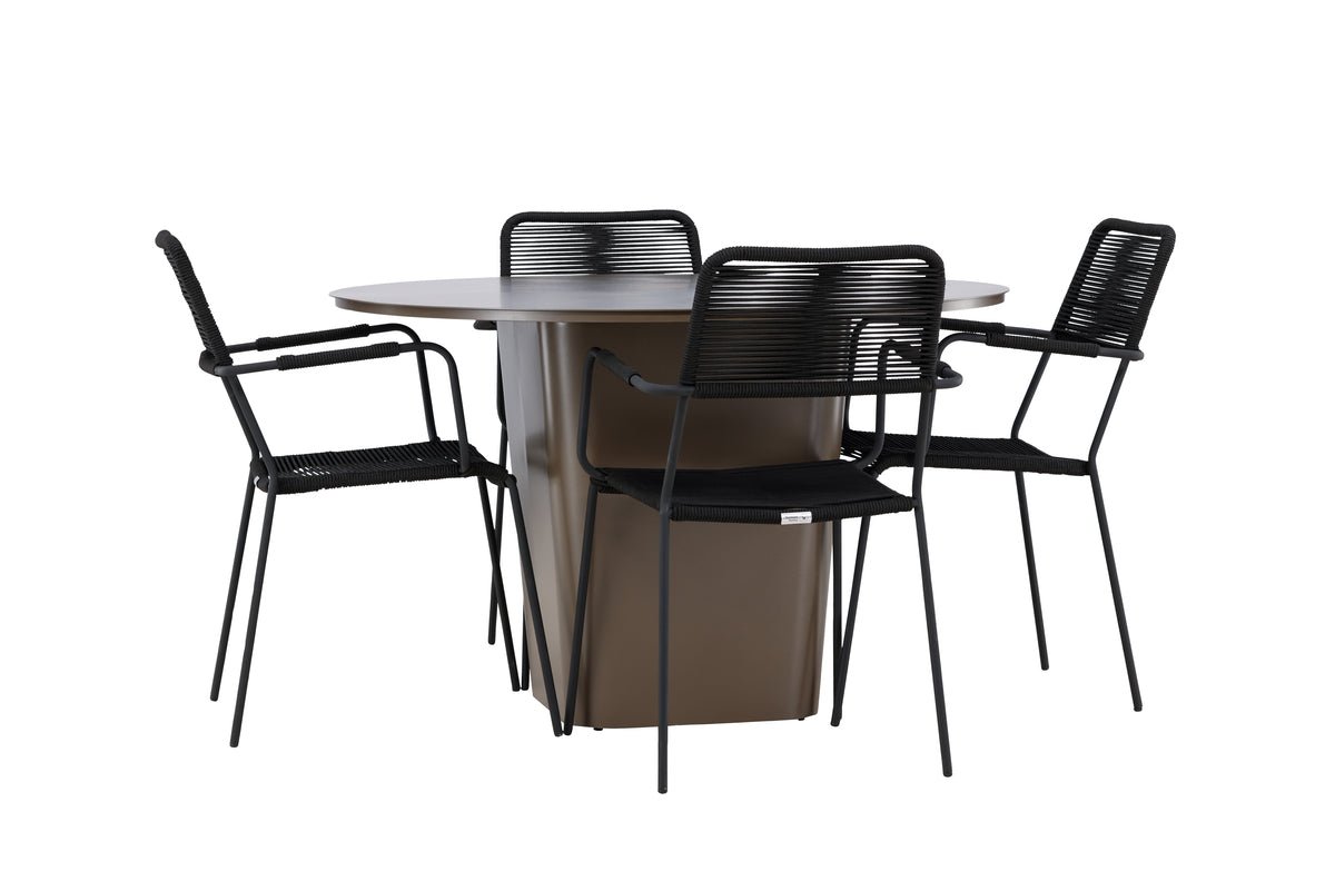 Garten Essgruppe Francesco – 5-teiliges Gartenmöbel-Set mit rundem Tisch aus Aluminium