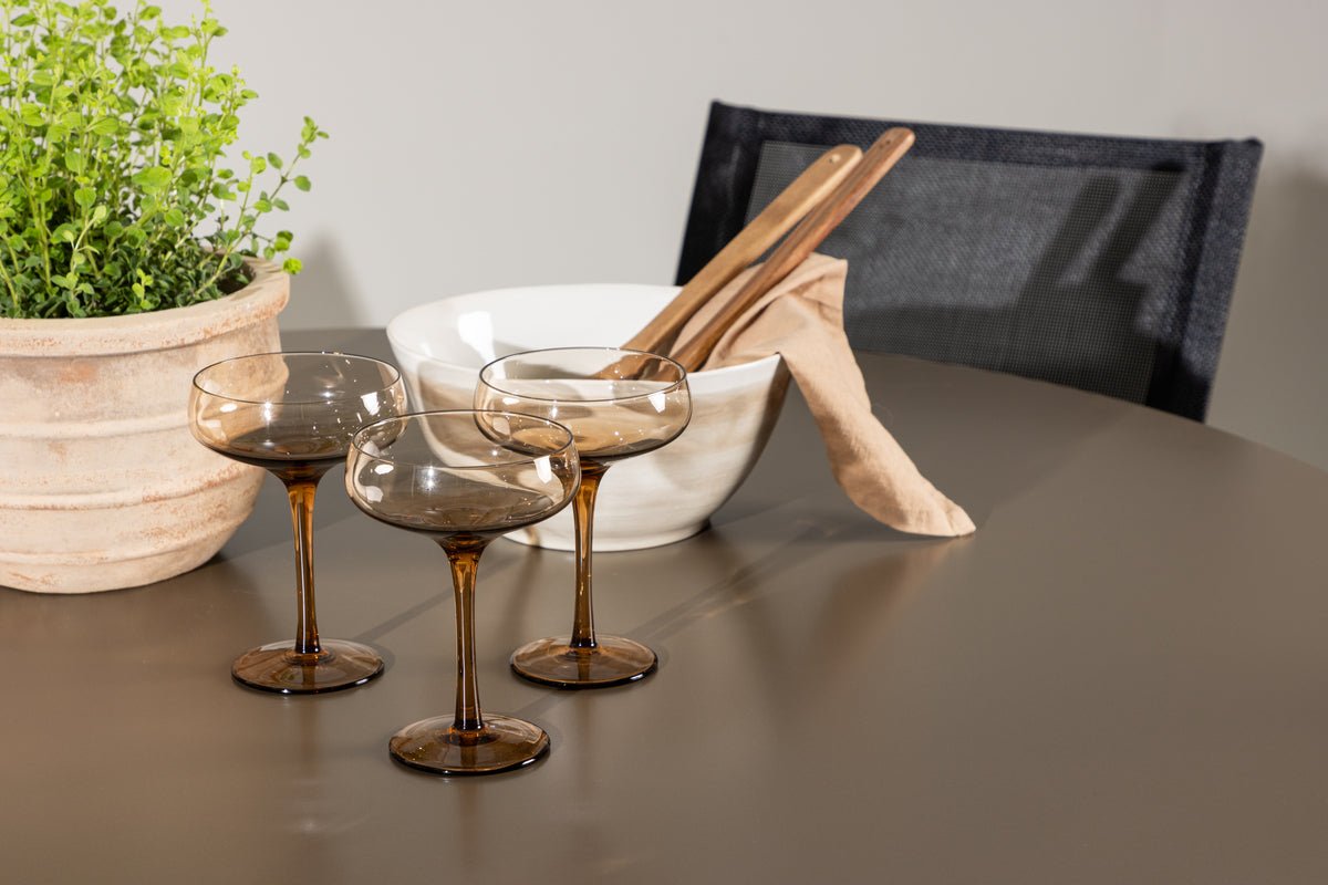 Garten Essgruppe Grace – 5-teiliges Gartenmöbel-Set mit braunem runden Tisch