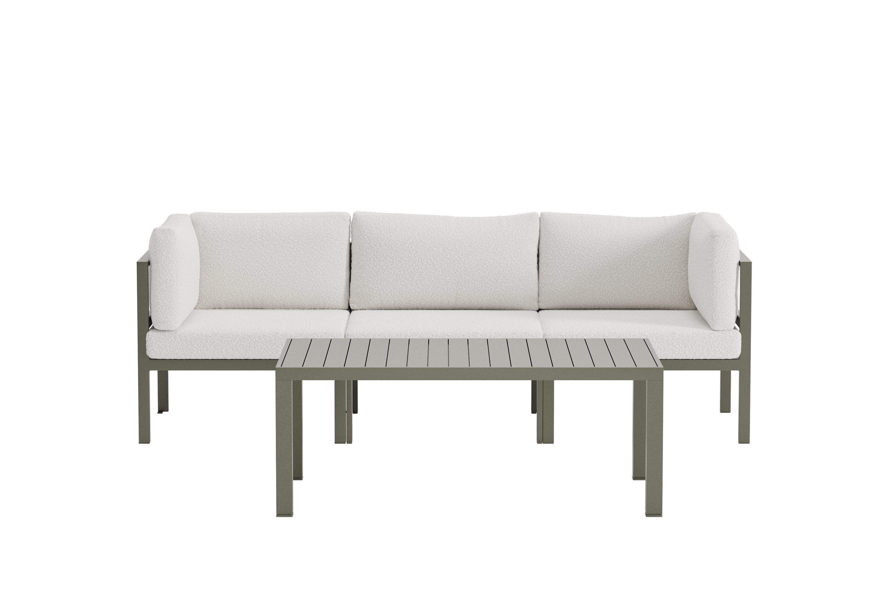 Garten Loungeset Torena 2+1 – 2 Sitzer Sofa  in Weiß mit Tisch