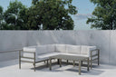 Garten Loungeset Torena 3+2 – Großes Ecksofa  in Weiß mit Tisch