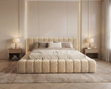 Designer Polsterbett Ivo in Samt – Beige