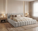 Designer Polsterbett Ivo in Samt – Hellgrau