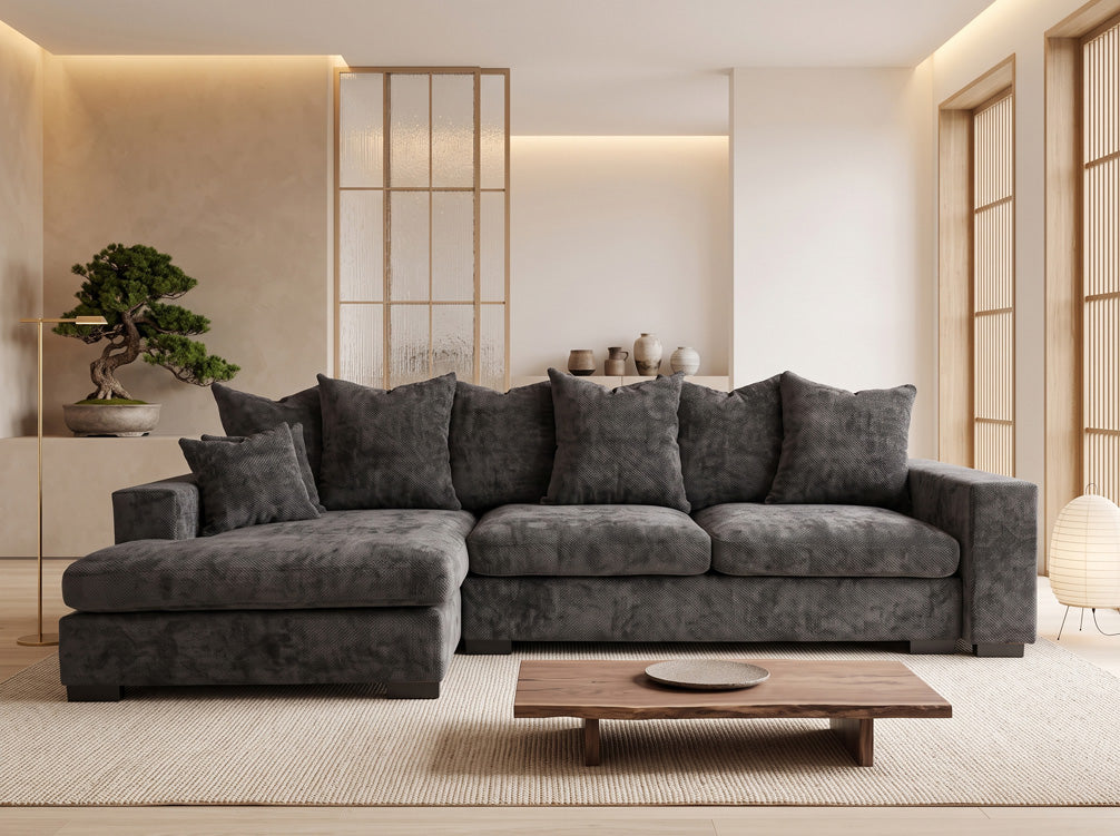 Designer Sofa Selena L mit Schlaffunktion in Strukturstoff