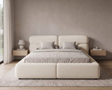 Designer Polsterbett Lovis in Strukturstoff mit Stauraum – Beige