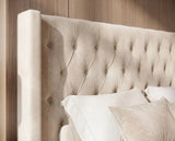 Designer Polsterbett Marlo in Samt – Beige