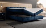 Boxspringbett Milla Cord in Blau (Poso 005) – Stauraum geöffnet