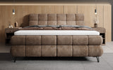 Boxspringbett Milla Cord in Braun (Poso 006) – Milieu frontal
