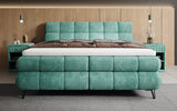 Boxspringbett Milla Cord in Vintage Blau (Poso 026) – Milieu frontal