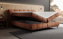 Boxspringbett Milla Cord in Terrakotta (Poso 039) – Stauraum geöffnet