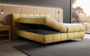 Boxspringbett Milla Cord in Safran (Poso 043) – Stauraum geöffnet seitlich