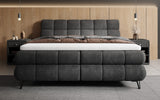 Boxspringbett Milla Cord in Schwarz (Poso 135) – Milieu frontal