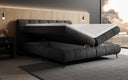 Boxspringbett Milla Cord in Schwarz (Poso 135) – Stauraum geöffnet
