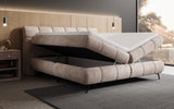 Boxspringbett Milla Cord in Blush (Poso 145) – Stauraum geöffnet