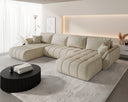 Designer Sofa Lenoa U mit Schlaf- und Klappfunktion in Samt