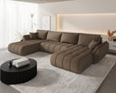 Designer Sofa Lenoa U mit Schlaf- und Klappfunktion in Samt