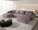 Designer Sofa Lenoa U mit Schlaf- und Klappfunktion in Samt