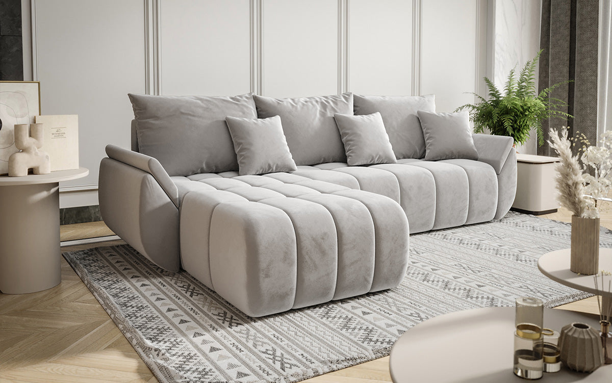 Designer Sofa Lenoa L mit Schlaf- und Klappfunktion in Samt