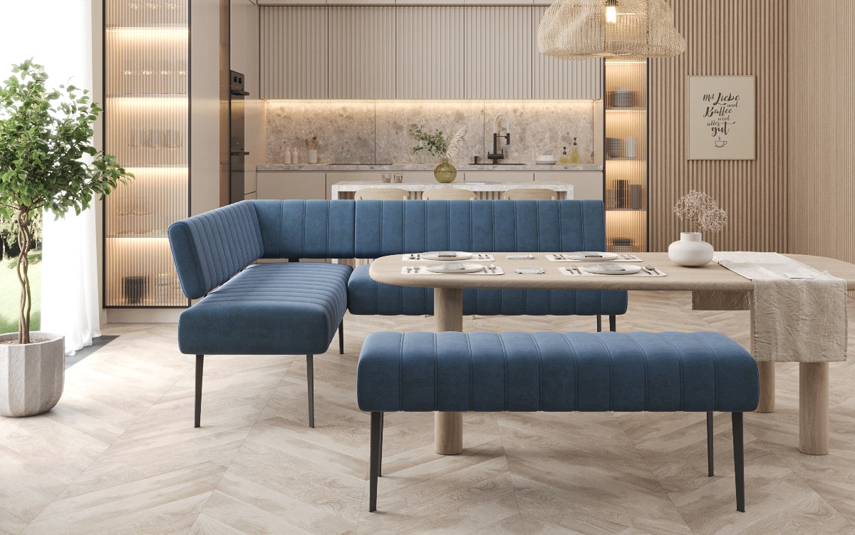 Essbank-Set Montero aus wasserabweisendem Samt mit Metallbeinen