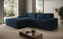 Designer Ecksofa Lugo in Cord – Blau – Links