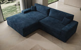 Designer Ecksofa Lugo in Cord – Blau – Links
