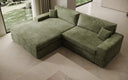 Designer Ecksofa Lugo in Cord – Salbei – Links