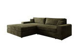 Designer Ecksofa Lugo in Cord – Olive – Links