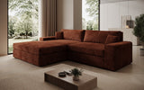 Designer Ecksofa Lugo in Cord – Terrakotta – Links