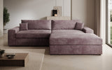 Designer Ecksofa Lugo in Cord – Mauve – Rechts