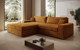 Designer Ecksofa Lugo in Cord – Amber – Links