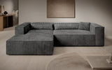 Designer Ecksofa Vasto in Cord – Grau – Links