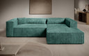 Designer Ecksofa Vasto in Cord – Vintage Blau – Rechts