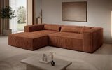 Designer Ecksofa Vasto in Cord – Orange – Links