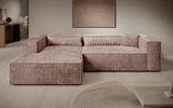 Designer Ecksofa Vasto in Cord – Rosé – Links