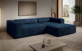 Designer Ecksofa Vasto in Cord – Blau – Rechts