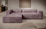 Designer Ecksofa Vasto in Cord – Mauve – Links