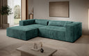 Designer Ecksofa Vasto in Cord – Petrol – Links