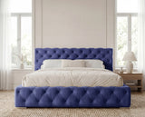 Designer Polsterbett Nino in Samt – Blau