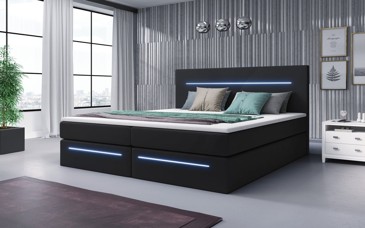 OUTLET - Boxspringbett Sejour mit LED u. Stauraum - Luxusbetten24