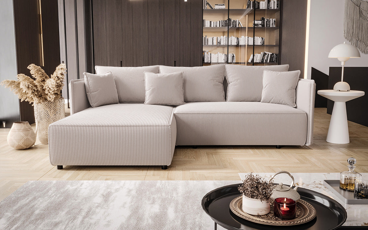 Designer Sofa Marlen mit Schlaf- und Klappfunktion in Cord