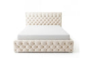 Designer Polsterbett Rivo in Samt mit Stauraum – Beige