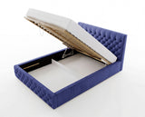 Designer Polsterbett Rivo in Samt mit Stauraum – Blau