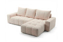 Designer Ecksofa Arvo in Bouclé mit Schlaffunktion & Stauraum – Beige – Rechts