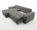 Designer Ecksofa Arvo in Bouclé mit Schlaffunktion & Stauraum – Grau – Links