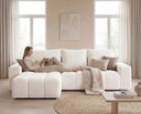 Designer Ecksofa Arvo in Bouclé mit Schlaffunktion & Stauraum – Weiß – Links