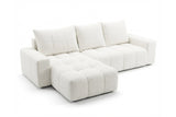 Designer Ecksofa Arvo in Bouclé mit Schlaffunktion & Stauraum – Weiß – Links