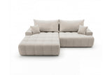 Designer Ecksofa Pino in Samt mit Schlaffunktion & Stauraum – Beige – Links