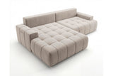Designer Ecksofa Pino in Samt mit Schlaffunktion & Stauraum – Beige – Links