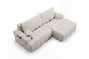 Designer Ecksofa Pino in Samt mit Schlaffunktion & Stauraum – Beige – Rechts